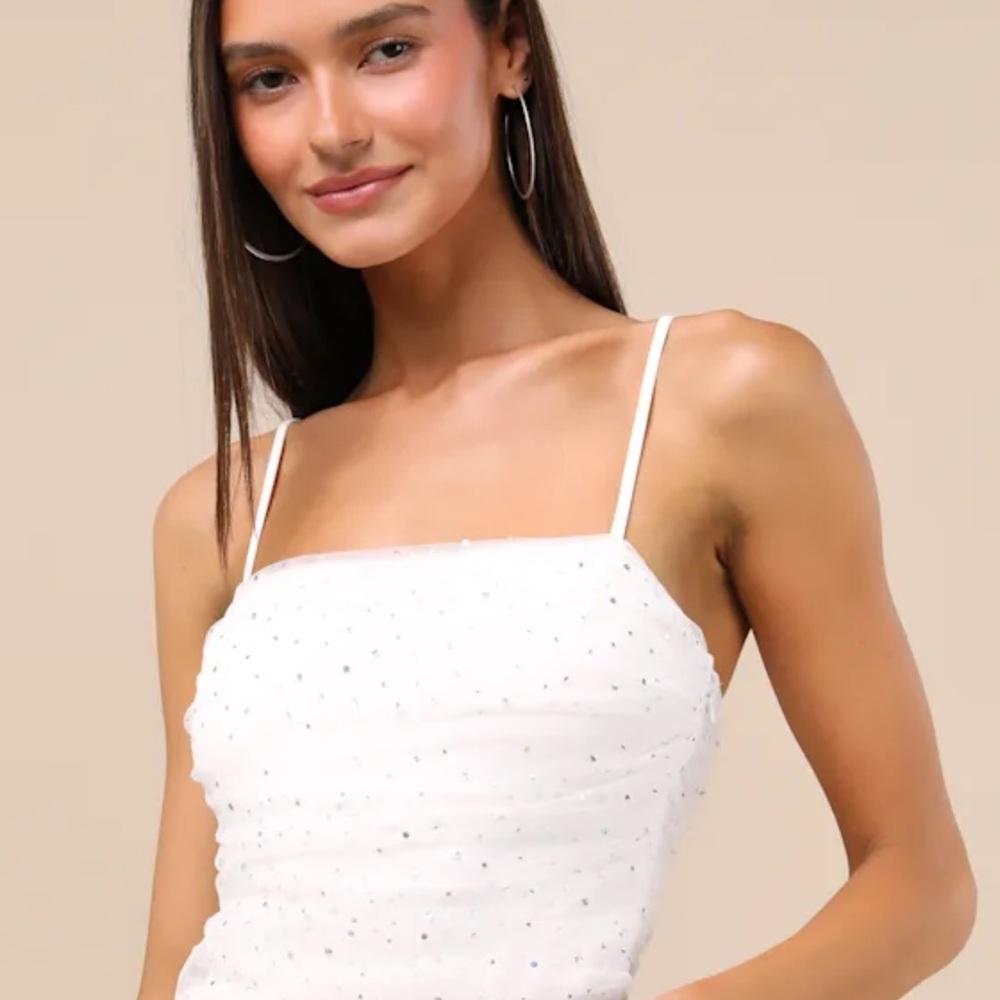 Lulu's White Embellished Bodysuit